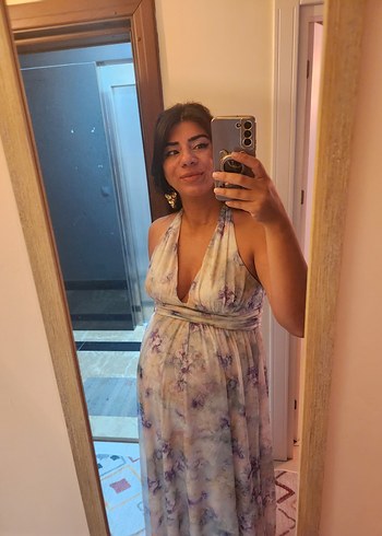 Uzun Boyundan Bağlamalı Batik Elbise - Görsel 5