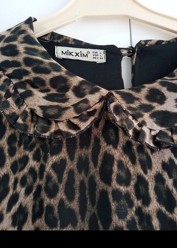 Kahverengi Leopar Desenli Uzun Elbise - Görsel 3