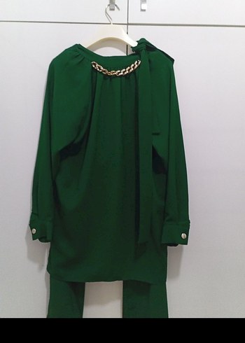 Kemerli Yeşil Uzun Kadın Takım - Görsel 2