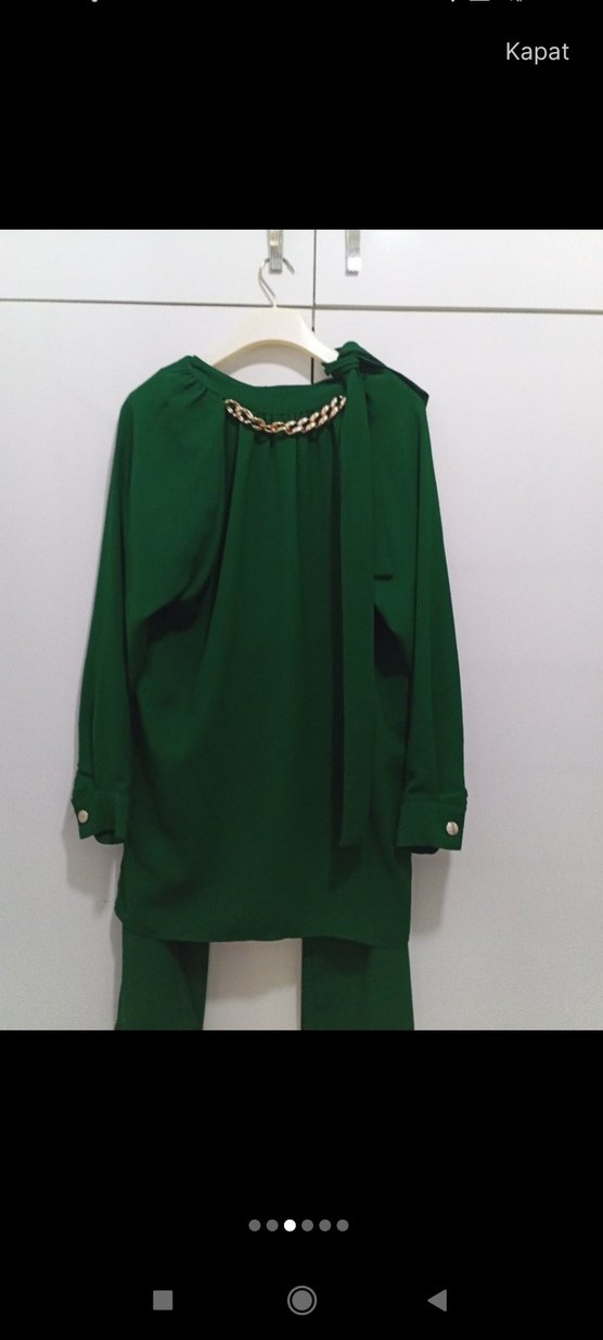 Kemerli Yeşil Uzun Kadın Takım - Görsel 2