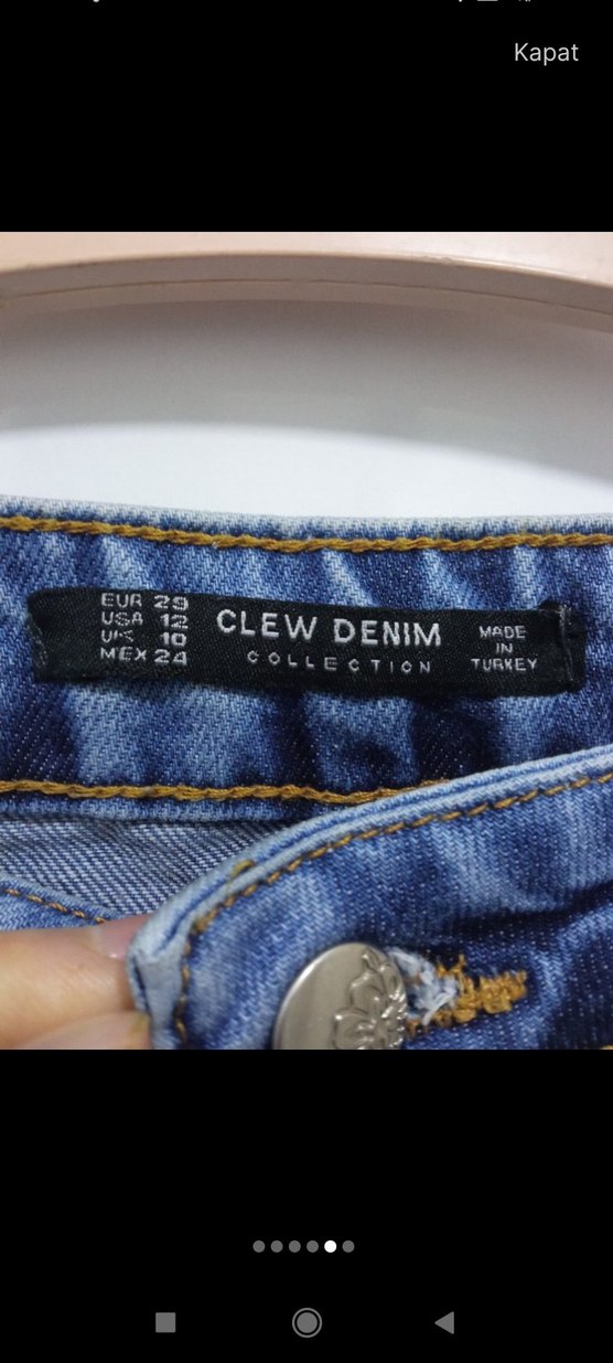 Düğmeli Mavi Jean Mini Etek - Görsel 4