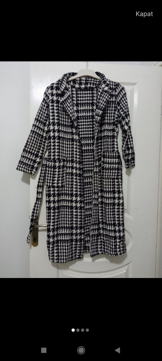 Kadın Uzun Düğmeli Gri Kaban - Görsel 2