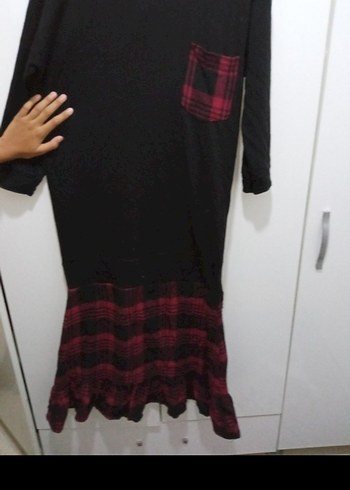 Kadın Siyah Uzun Salaş Elbise - Görsel 3