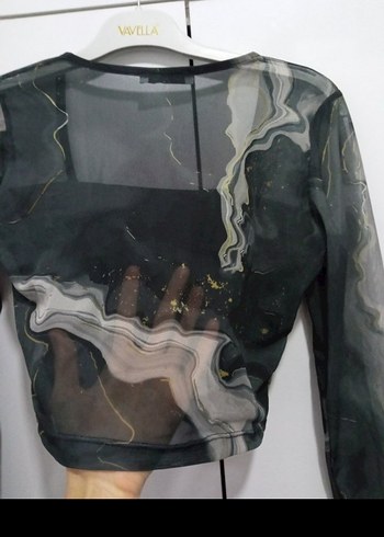 Siyah Dantel Detaylı Gotik Mini Bluz - Görsel 6