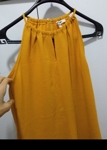 Kadın Sarı V Yaka Piliseli Bluz - Görsel 4