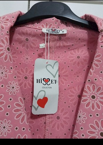 44 Beden Düğmeli Pembe Midi Blazer Kadın