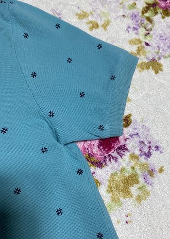6 Yaş Beden Mavi Baskılı Düğmeli Erkek Polo Tişört