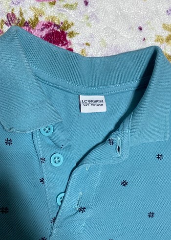 LC Waikiki Mavi Baskılı Düğmeli Erkek Polo Tişört