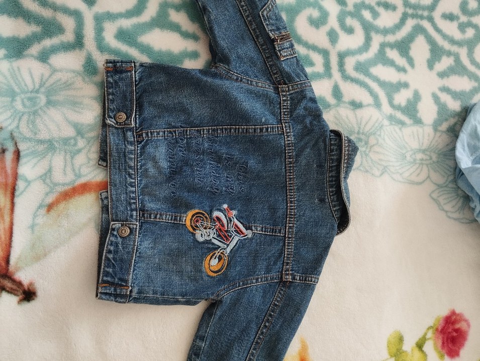 unisex Çocuk Düğmeli Denim Ceket - Görsel 2