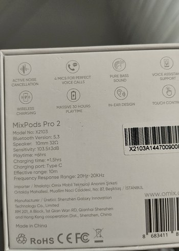 OMIX MixPods Pro 2 Kablosuz Kulaklık Beyaz - Görsel 3