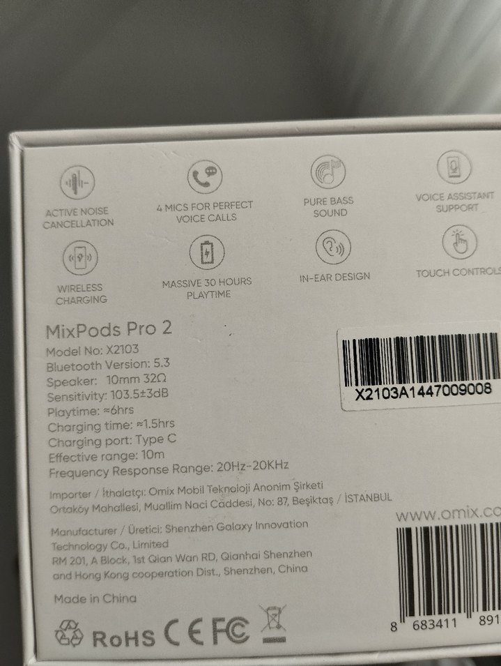 OMIX MixPods Pro 2 Kablosuz Kulaklık Beyaz - Görsel 3