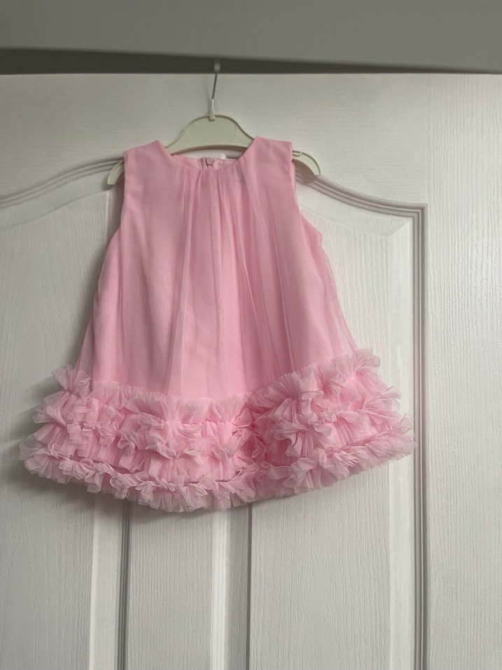 Pembe Kız Çocuk Fırfırlı Elbise - Görsel 3