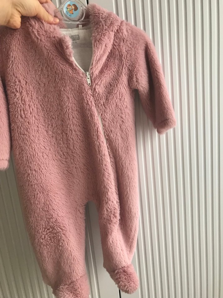 Kürklü Pembe Bebek Kız Tulumu - Görsel 2