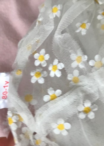 Beyaz Nakışlı Kız Çocuk Straplez Elbise - Görsel 4