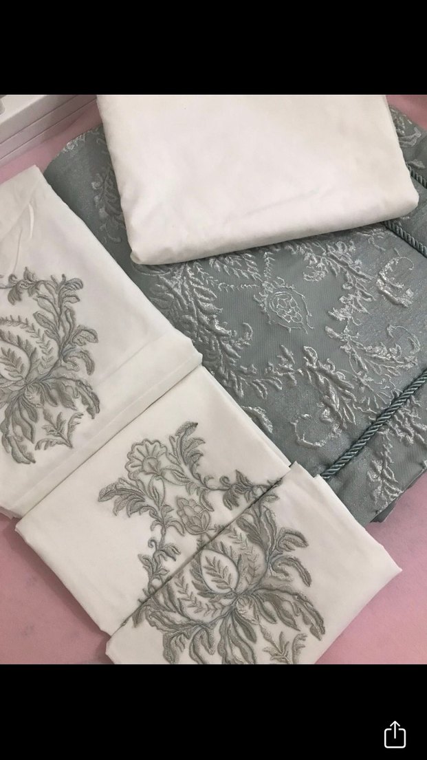 İşlemeli Gri Yatak Örtüsü - Görsel 2