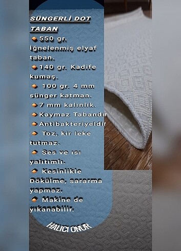 Beden Kaymaz yıkanabilir dot taban halı&yolluk