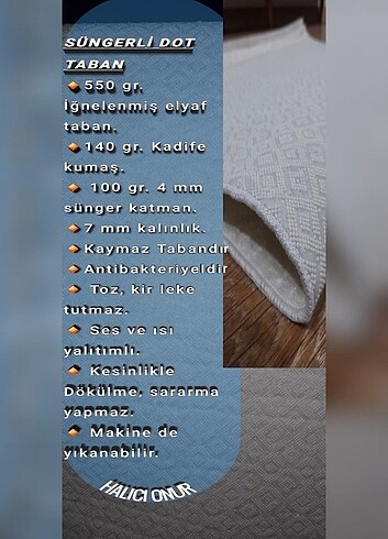  Beden Kaymaz yıkanabilir dot taban halı&yolluk 