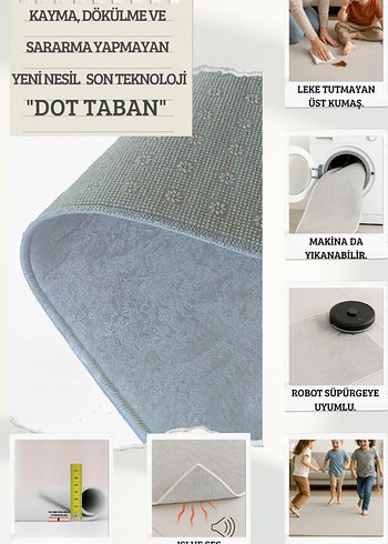 Kaymaz yıkanabilir dot taban halı&yolluk - Görsel 5