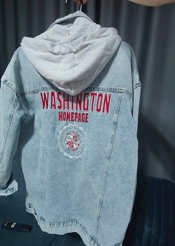diğer Beden Gri Kapüşonlu Kot Denim Ceket