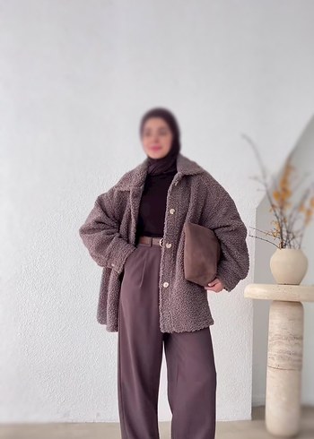 Acı kahve rengi peluş (teddy) mont