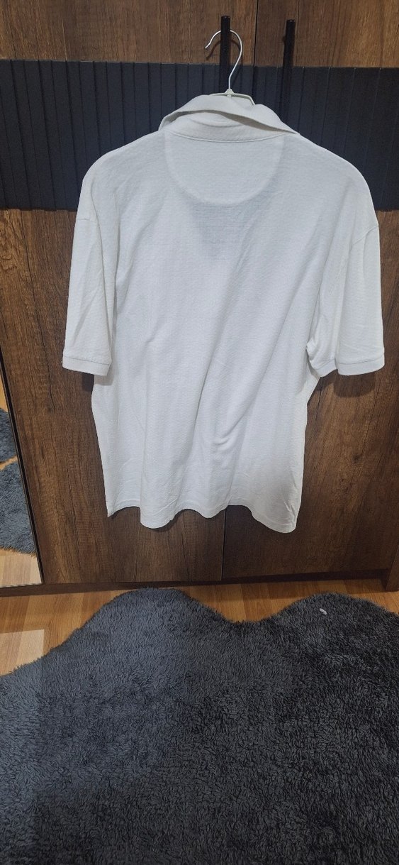 Erkek Beyaz Keten Polo Tişört - Görsel 2