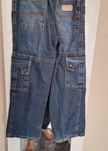 Diğer Kadın Geniş Paça Kemerli Mavi Denim Pantolon