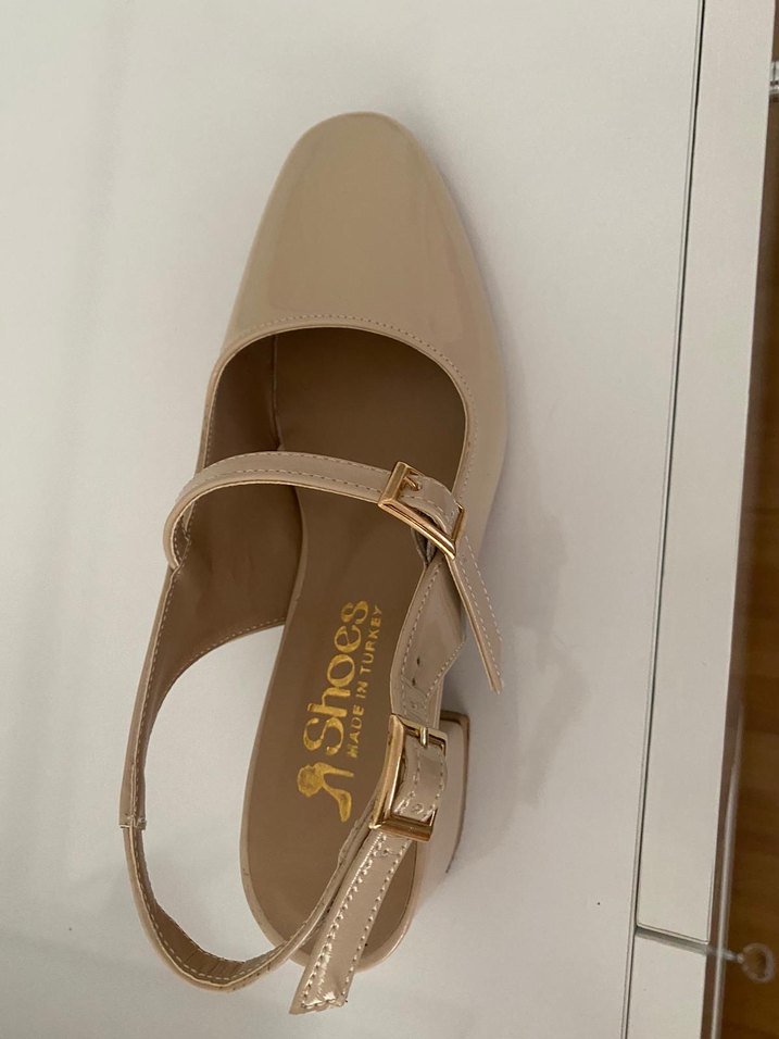 Bej Rugan Tokalı Kadın Topuklu Babet - Görsel 3