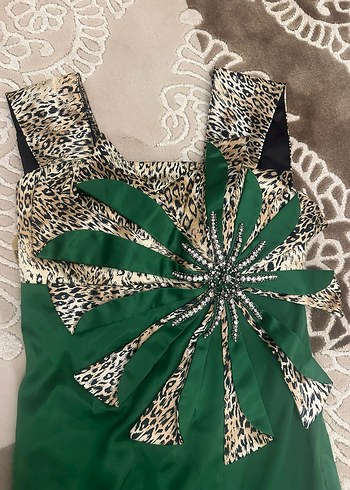 Yeşil Drapeli Straplez Uzun Abiye Elbise - Görsel 3