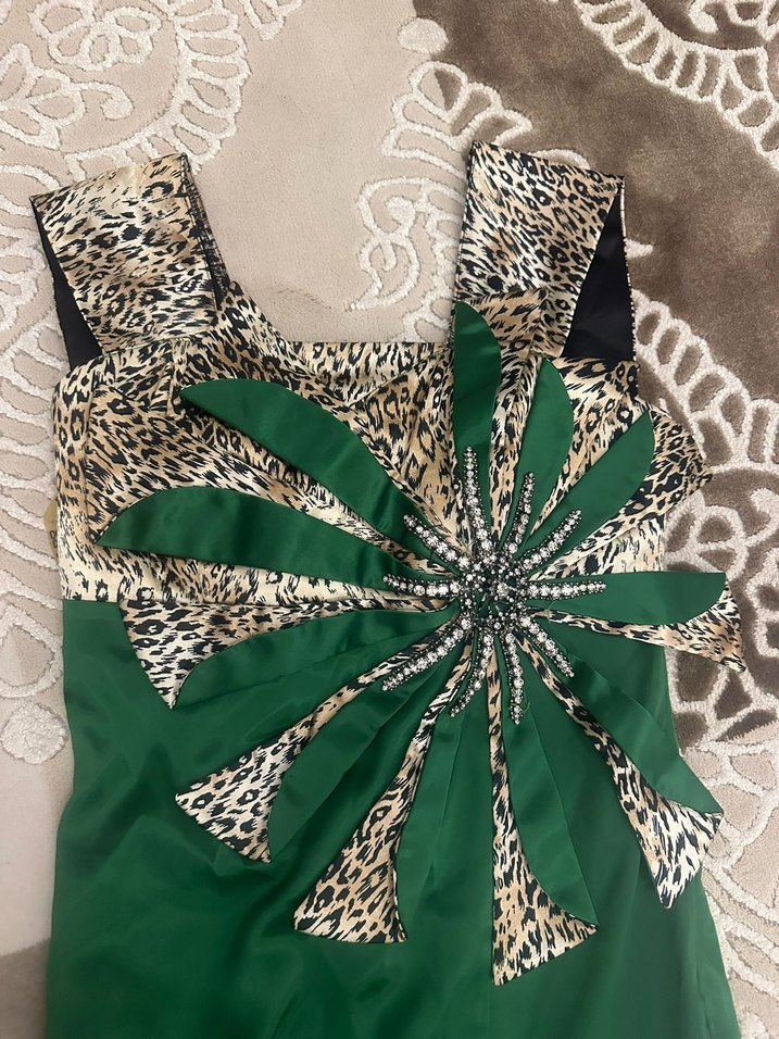 Yeşil Drapeli Straplez Uzun Abiye Elbise - Görsel 3