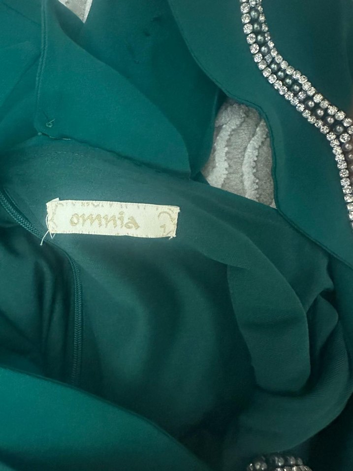 Yeşil V Yaka  Midi Elbise - Görsel 4