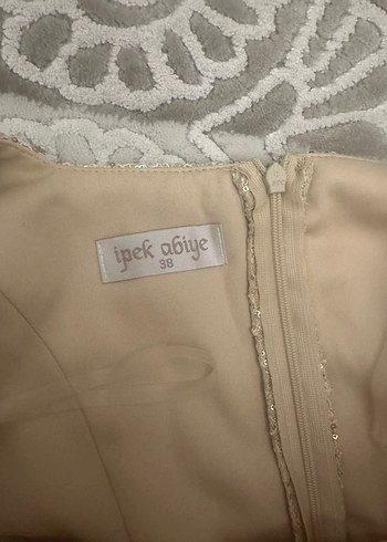 Bej ges Kollu Dantel İşlemeli Abiye Elbise - Görsel 3