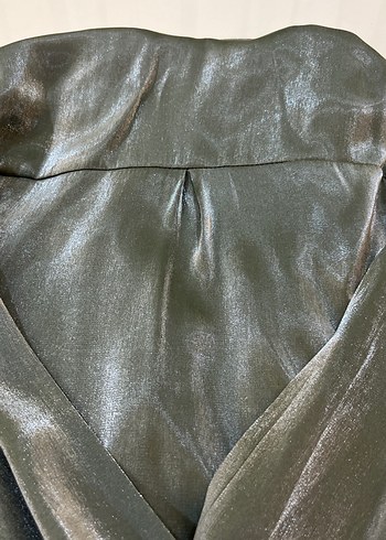 Yeşil  Parlak Kadın Gömlek - Görsel 7