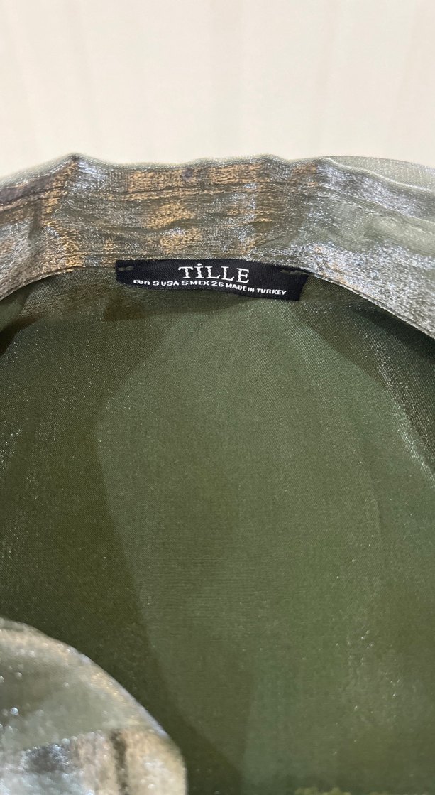 Yeşil  Parlak Kadın Gömlek - Görsel 4