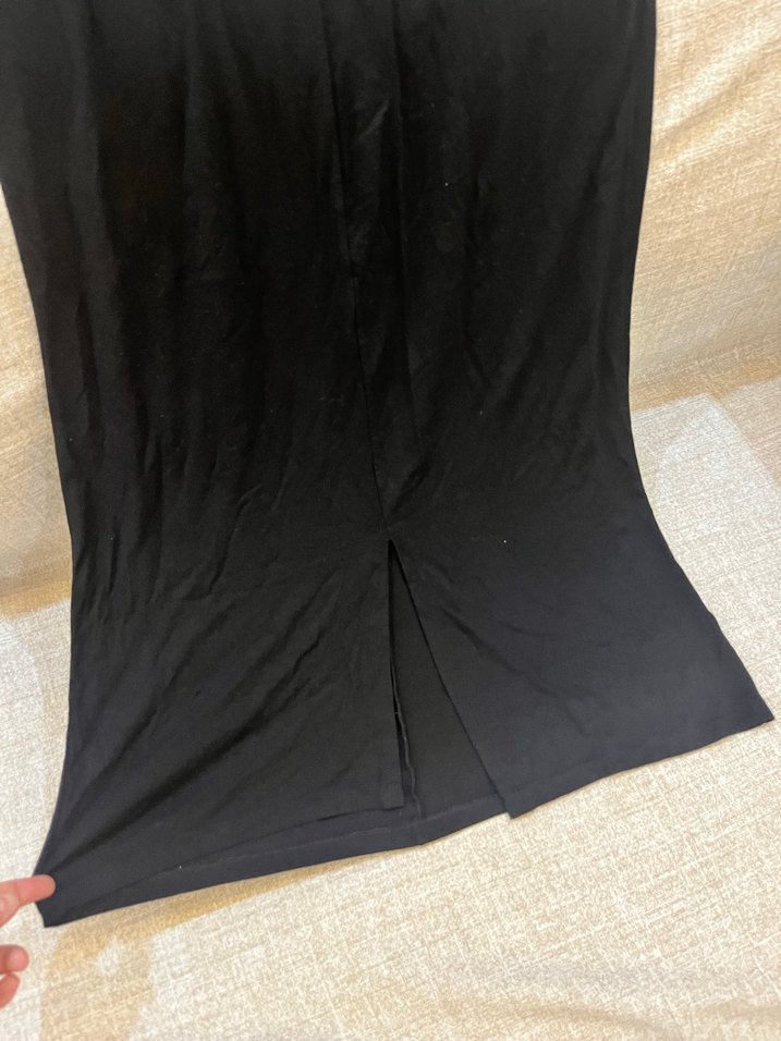 Drapeli Siyah Midi  Etek - Görsel 3