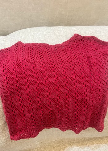 Kırmızı Bohem Örgü Triko Kazak - Görsel 3