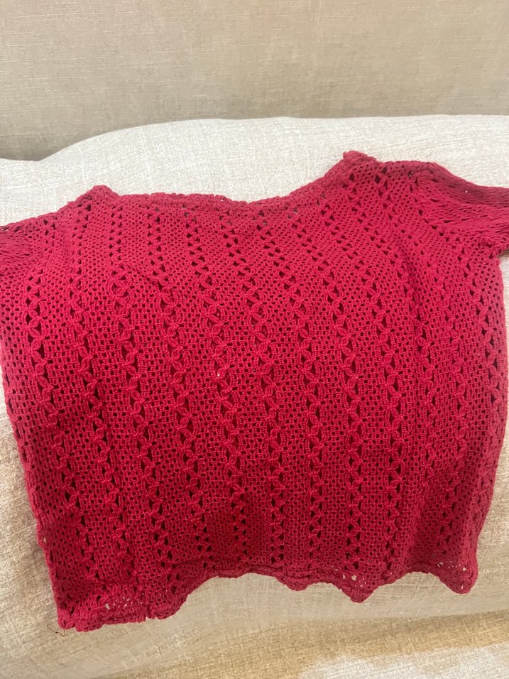 Kırmızı Bohem Örgü Triko Kazak - Görsel 3