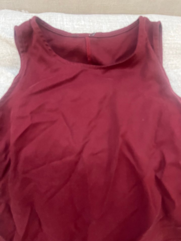 Bordo Keten Midi elbise - Görsel 3