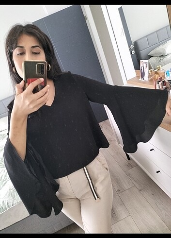 Siyah şifon bluz