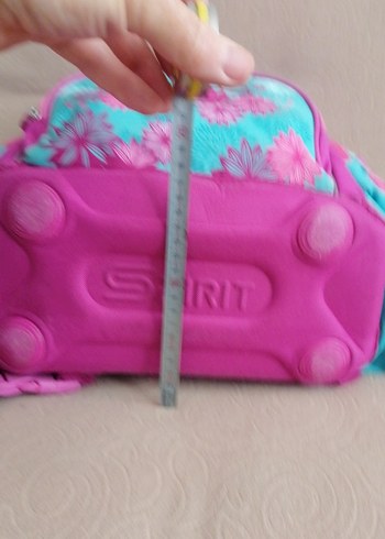 Pembe ve renkli desenli çocuk okul çantası - Görsel 6