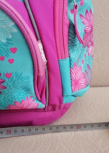 Pembe ve renkli desenli çocuk okul çantası - Görsel 2