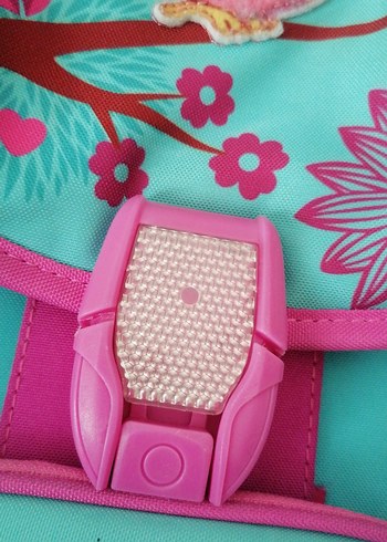 Pembe ve renkli desenli çocuk okul çantası - Görsel 17