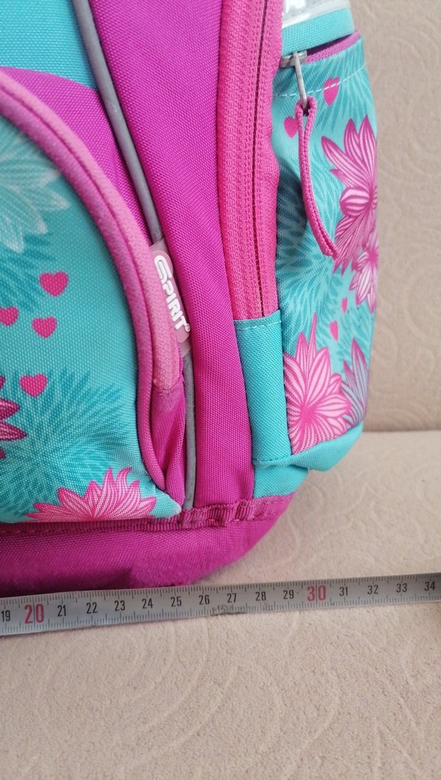 Pembe ve renkli desenli çocuk okul çantası - Görsel 2