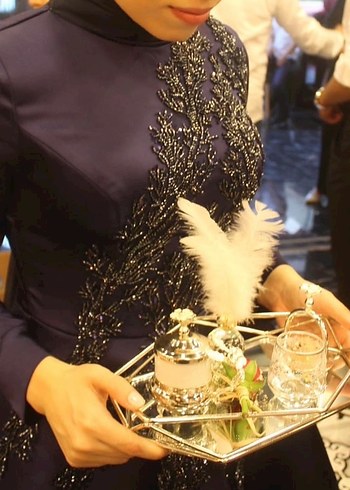 Uzun Kollu Lacivert Abiye Elbise - Görsel 2