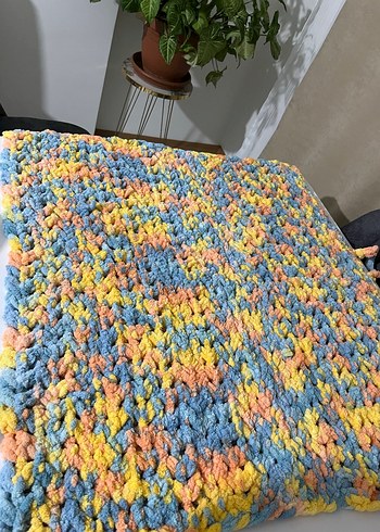 Renkli Bağlamalı puffy Çocuk Örgü Battaniye - Görsel 4