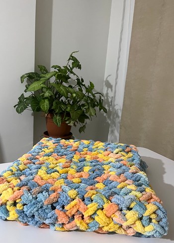 Renkli Bağlamalı puffy Çocuk Örgü Battaniye - Görsel 3