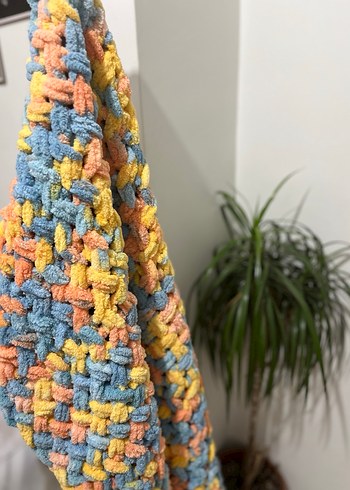 Renkli Bağlamalı puffy Çocuk Örgü Battaniye - Görsel 2