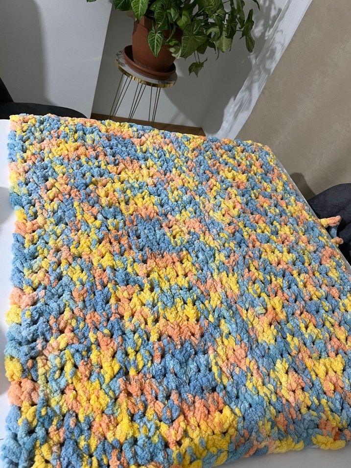 Renkli Bağlamalı puffy Çocuk Örgü Battaniye - Görsel 4