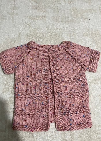 Pembe Bohem Örgü Kız Hırka Takımı - Görsel 2