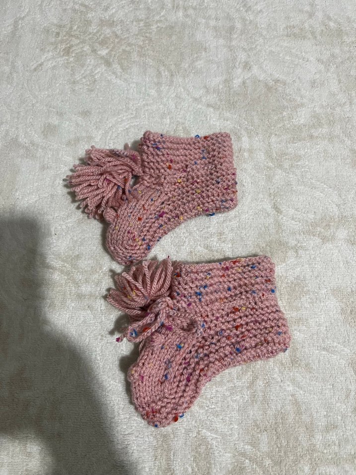 Pembe Bohem Örgü Kız Hırka Takımı - Görsel 4