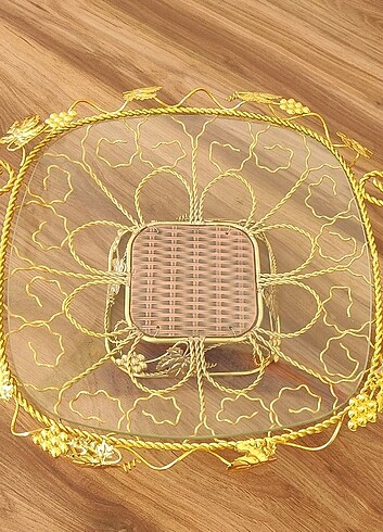 Ayaklı Gold Sunum Nişan Çikolata Tepsisi